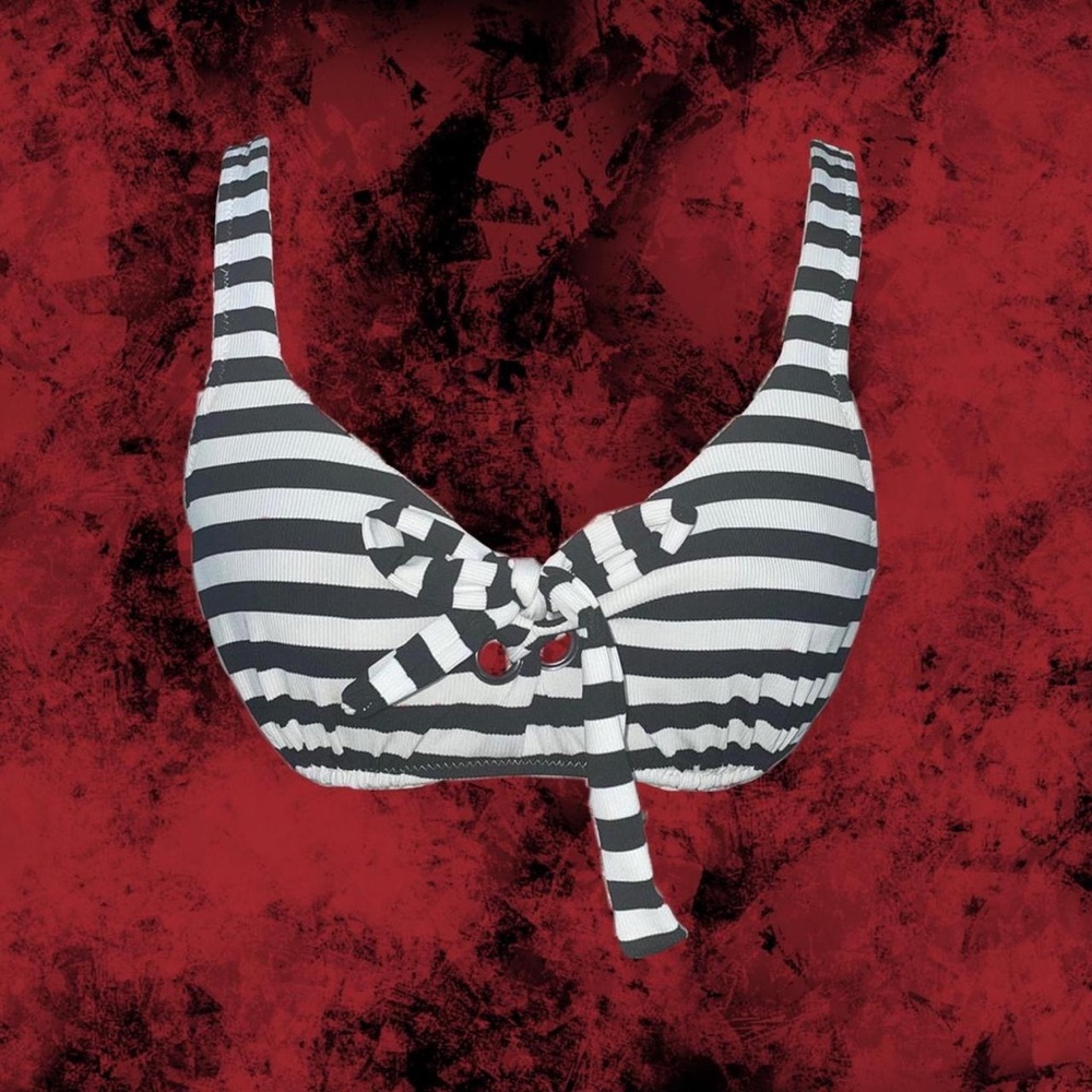 black and white striped corset bikini top